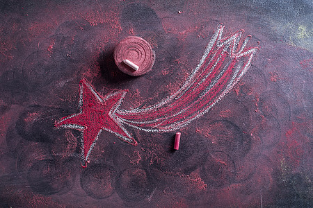 红星月光红色反射装饰品庆典黑板粉笔背景图片