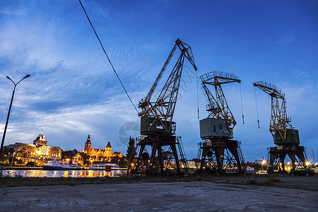 Szczecin的旧起重机旅行工业建筑学景观天际市中心地标城市图片