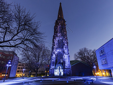 Bochum的基督教会蓝色街道建筑学城市宗教地标景观市中心天空旅行图片