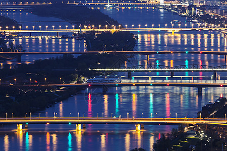 维也纳多瑙河桥天空天线首都天际街道城市景观全景旅行地标图片