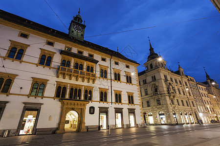 格拉茨地标城市天空市中心建筑学旅行景观蓝色天际全景图片