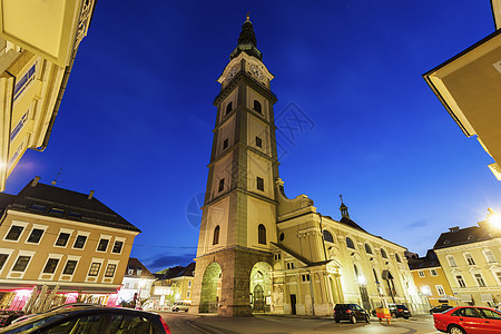 克拉根富特圣阿吉杜辛教堂城市街道教会天际地标蓝色建筑学景观市中心全景图片
