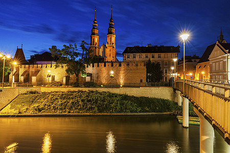 奥德河对面的奥普勒老城旅行天际路灯全景宗教房子大教堂建筑学市中心地标图片