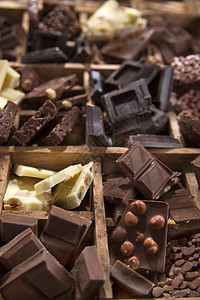 巧克力的颜色甜点美食立方体可可棕色白色牛奶酒吧饮食黑色图片