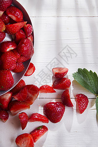 小草莓块数团体食物健康叶子红色白色水果图片
