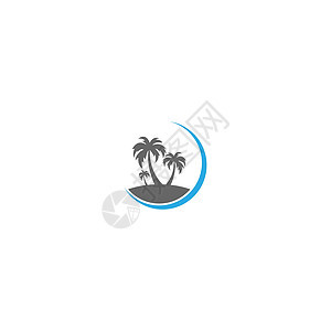 棕榈滩维生素标志概念情调椰子叶子旅行橙子食物蓝色太阳派对天堂图片
