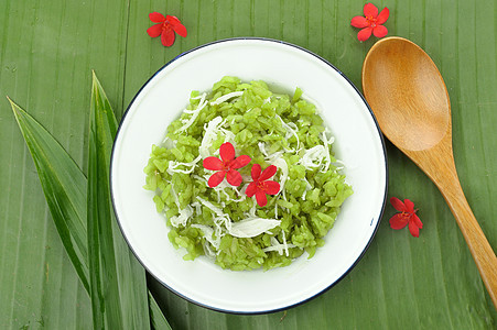 粉碎稻谷绿色食物椰子美食餐厅叶子香蕉粮食甜点小吃图片