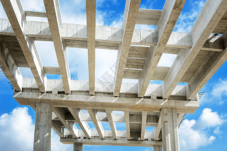 正在建造的桥梁混凝土基础设施工业项目邮政进步运输遗弃工作光束图片