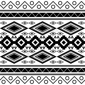 传统的墨西哥黑白无缝图案背景图片