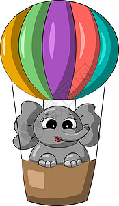 热气球中的大象 用颜色绘制插图Name图片