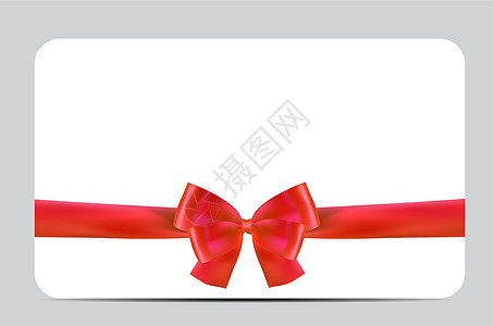 配有红弓和丝带的空白礼品卡模板 您的业务矢量说明标签折扣展示证书金融促销市场价格横幅优惠券背景图片