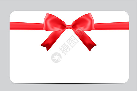 配有红弓和丝带的空白礼品卡模板 您的业务矢量说明卡片代金券银行展示价格标签折扣商业促销横幅图片