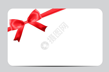 配有红弓和丝带的空白礼品卡模板 您的业务矢量说明市场礼物优惠券金融银行标签展示价格证书代金券图片