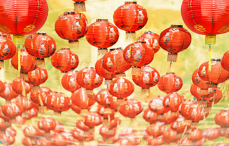 中国新年日庆典的绿灯侠游客旅行吸引力节日文化新年红灯笼传统灯笼团体图片