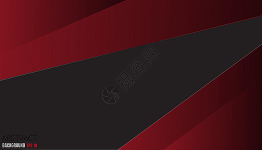 红色几何矢量背景和图层叠加在黑色背景上用于文本设计蓝色卡片坡度波浪状创造力曲线网络科学奢华艺术图片