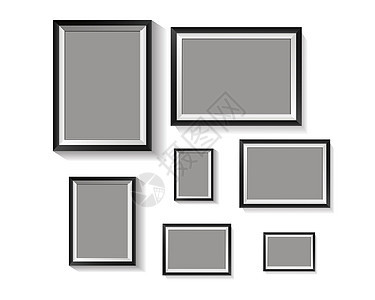 白色背景上覆盖白色框架的垂直矩形框架黑色外框架画廊木头阴影相框卡片塑料盒子寄宿生插图木板图片