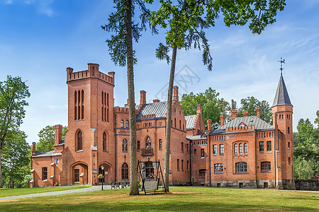 爱沙尼亚桑加斯特城堡旅行建筑房子红色建筑学地标历史性旅游庄园历史图片