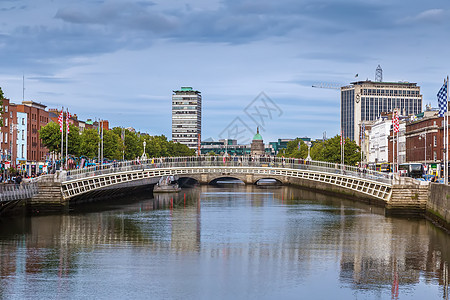 爱尔兰都柏林Liffey河旅行市中心假期景观反射天空利菲旅游建筑学城市图片