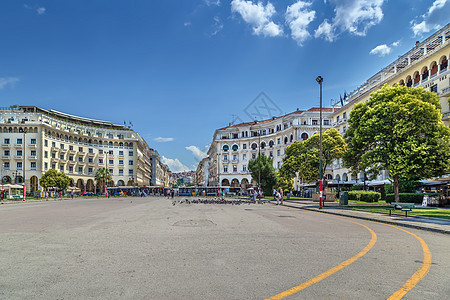 希腊塞萨洛尼基亚里士多德广场建筑沙龙建筑学旅行旅游地标蓝色城市历史性景观图片