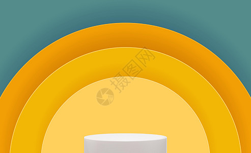 色环背景上的逼真 3d 基座 广告化妆品产品展示时尚杂志的时尚空领奖台展示 它制作图案矢量博览会推介会太阳讲台圆形奢华白色黄色圆图片