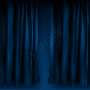 逼真的彩色蓝色天鹅绒窗帘折叠起来 在家里的电影院选择幕布 它制作图案矢量推介会剧院布料织物电影音乐会艺术歌剧丝绸装饰图片