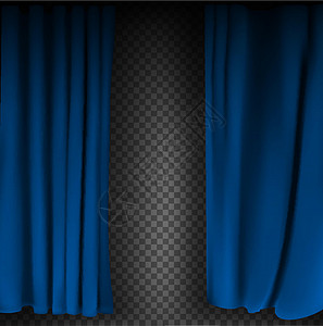 逼真的彩色蓝色天鹅绒窗帘折叠在透明背景上 在家里的电影院选择幕布 它制作图案矢量织物艺术布料装饰歌剧推介会奢华音乐会电影剧院图片