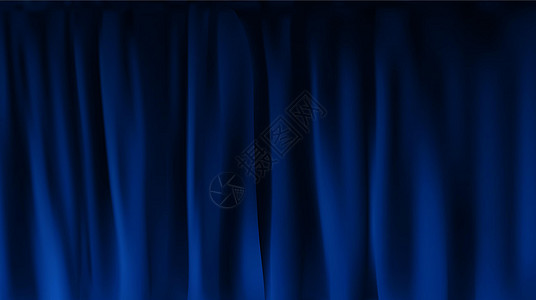 逼真的彩色蓝色天鹅绒窗帘折叠起来 在家里的电影院选择幕布 它制作图案矢量艺术娱乐展示纺织品织物装饰剧院奢华歌剧音乐会图片