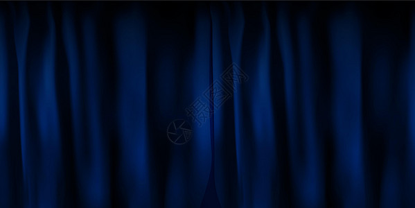 逼真的彩色蓝色天鹅绒窗帘折叠起来 在家里的电影院选择幕布 它制作图案矢量展示音乐会奢华推介会风格装饰布料织物丝绸歌剧图片