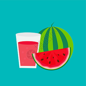 它制作图案的新鲜西瓜汁背景矢量蔬菜插图食物果汁水果浆果海报艺术水彩甜点图片