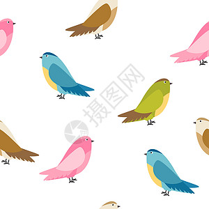 抽象鸟无缝图案背景矢量图艺术纺织品动物火烈鸟粉色墙纸插图打印卡通片涂鸦背景图片