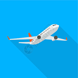 蓝色背景上的平面飞机图标 它制作图案矢量乘客概念空气运输航班客机车辆插图翅膀喷射图片