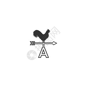 字母 A 标志与公鸡风向标图标设计 vecto图片