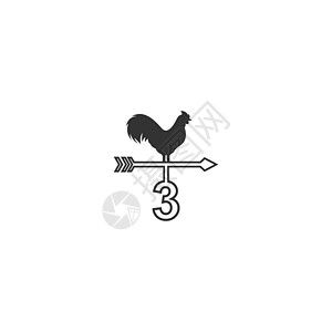 号标志与公鸡风向标图标设计 vecto天气数字标签房子预测徽章金属叶片指针横幅图片
