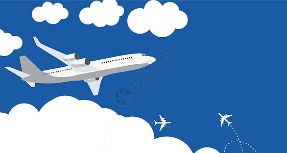 蓝色背景上的平面飞机图标 它制作图案矢量商业航空公司白色客机航班概念车辆技术插图旅游图片