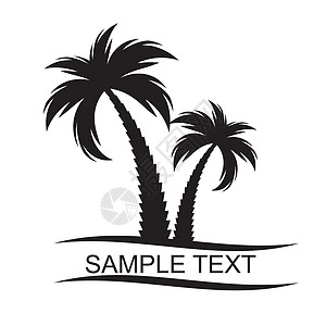 黑色棕榈树剪影 它制作图案矢量椰子插图旅行海滩海洋叶子假期热带植物气候图片