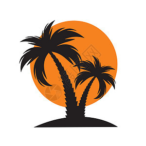黑色棕榈树剪影 它制作图案矢量椰子海滩海洋白色艺术气候树木假期叶子热带图片