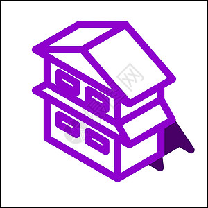 等距平面设计 0 中的两层楼房屋图标住宅紫色主页房子财产剪贴网页建筑阴影地面图片