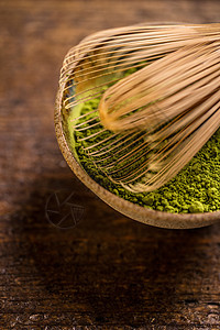 火粉绿茶竹子饮料粉末仪式文化抹茶粉状奢华木头美食图片