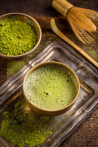 Matcha 茶茶饮料粉末粉状文化仪式美食绿色竹子图片