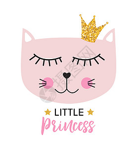 可爱的小猫公主矢量图星星猫咪涂鸦动物卡片草图绘画衬衫婴儿宠物图片