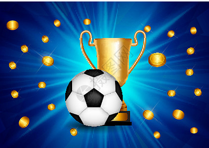 获胜者祝贺背景与金杯和足球球 它制作图案矢量体育场金子胜利世界运动获奖者锦标赛仪式团队游戏图片