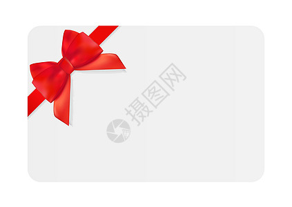 配有红弓和丝带的空白礼品卡模板 您的业务矢量说明横幅优惠券标签市场卡片证书价格餐厅展示礼物图片