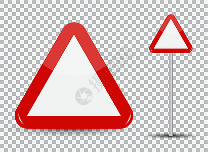 具有透明背景的警告路标 红色三角 矢量说明 显示图片