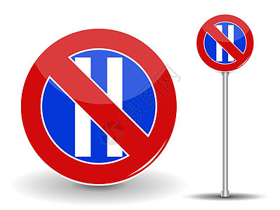 禁止停车 红色和蓝色路标 矢量插图运输交通旅行畅行道警告街道白色禁令圆圈法律图片