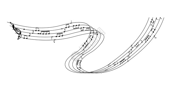 一组没有特征的五行时钟符号的音符 高音谱号 矢量插图低音钥匙白色笔记艺术黑色旋律床单颤声图片