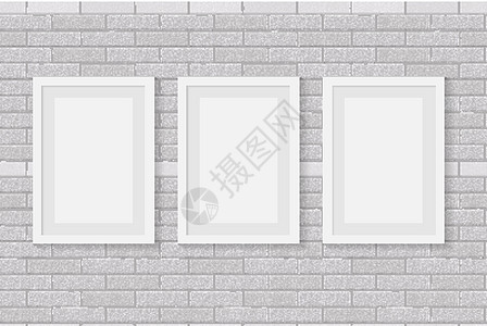 砖墙矢量图背景上的白色框架反射光泽度长方形窗户艺术横幅灰色空白金属创造力图片