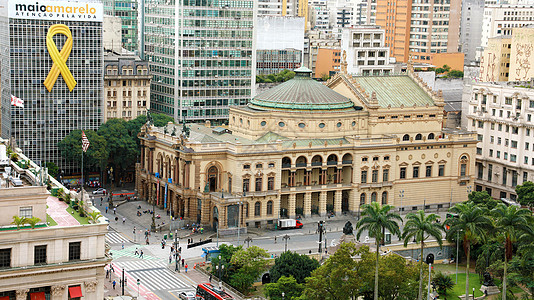 SAO PAULO 巴西布拉齐勒  2019年5月15日 巴西圣保罗市剧院城市风景建筑学购物景观圆顶吸引力旅游音乐建筑物歌剧文化图片