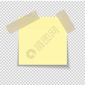 透明背景矢量它制作图案的粘纸便条黄色笔记纸标签阴影记事本办公室木板磁带插图空白图片