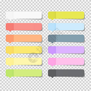 粘性办公纸笔记包集合集与阴影隔离在透明背景矢量它制作图案床单办公室商业标签贴纸木板绿色白色空白邮政图片