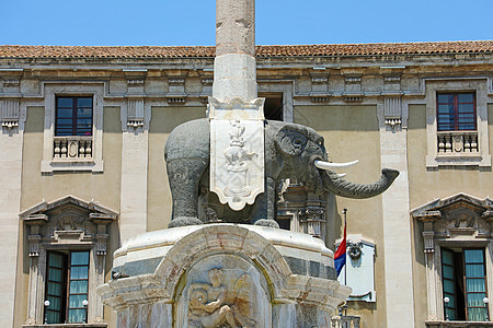 意大利西西里卡塔尼亚市大象柱像雕像标志地标风格柱子石头纪念碑正方形圆顶象牙历史性历史图片